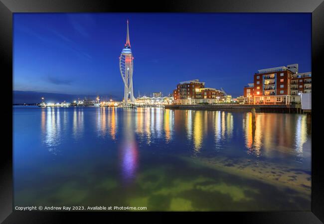 Spinnaker Tower during twilight  Framed Print by Andrew Ray