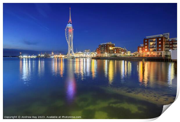 Spinnaker Tower during twilight  Print by Andrew Ray