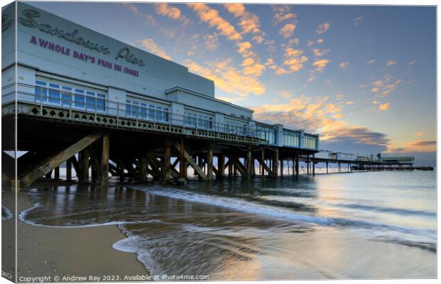 Sandown Pier at sunrise Canvas Print by Andrew Ray