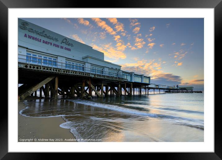 Sandown Pier at sunrise Framed Mounted Print by Andrew Ray