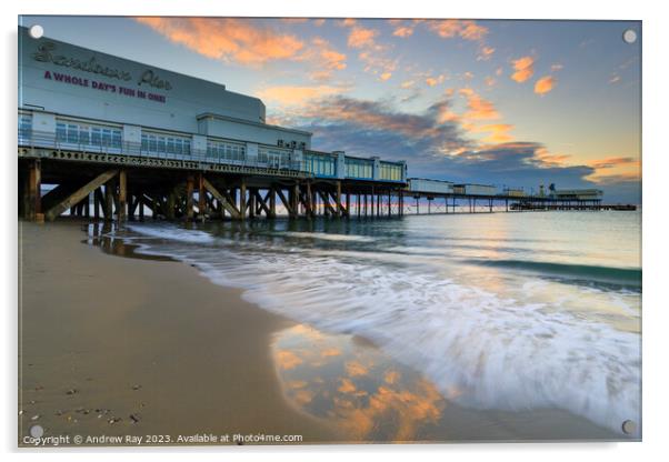 Morning at Sandown Pier Acrylic by Andrew Ray