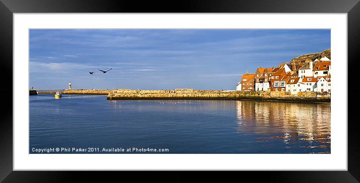 Whitby Harbour Sunlit Framed Mounted Print by Phil Parker