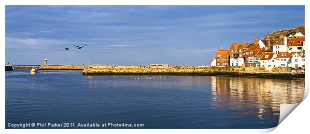 Whitby Harbour Sunlit Print by Phil Parker