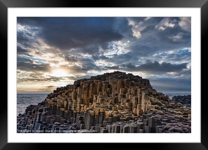 Giants Causeway Sunset Framed Mounted Print by Travel and Pixels 