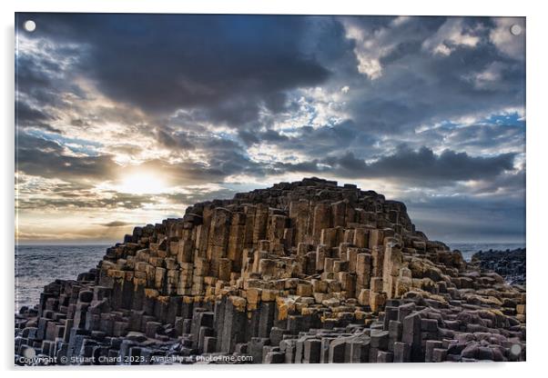 Giants Causeway Sunset Acrylic by Travel and Pixels 