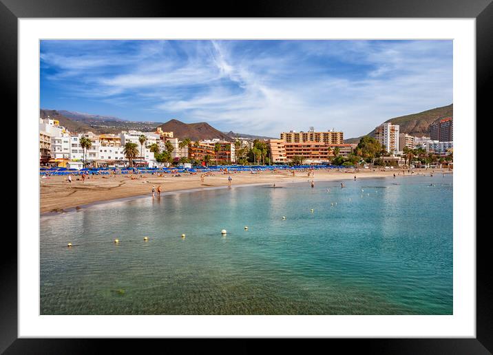 Los Cristianos Town In Tenerife Framed Mounted Print by Artur Bogacki