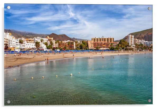 Los Cristianos Town In Tenerife Acrylic by Artur Bogacki