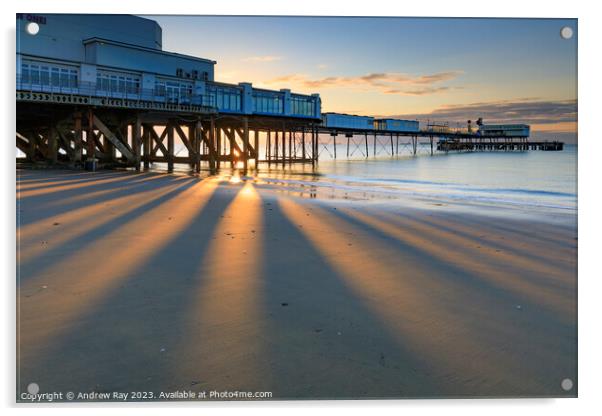 Morning at Sandown Pier Acrylic by Andrew Ray