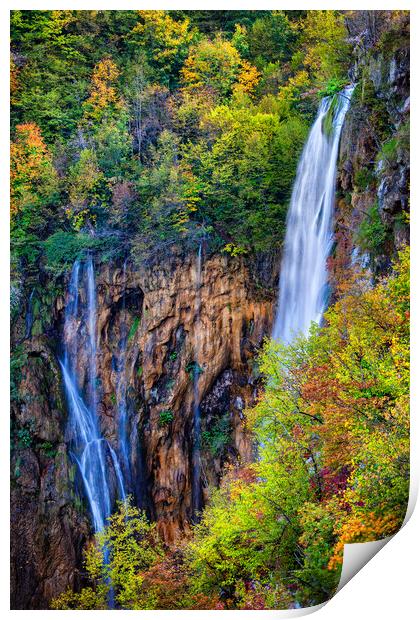 Waterfall In Plitvice Lakes National Park Print by Artur Bogacki