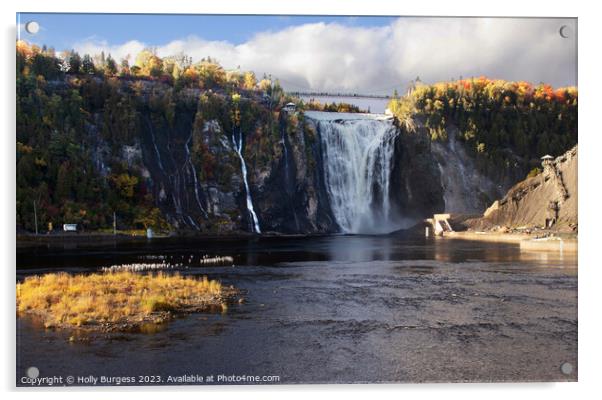 Autumn Splendour at Montmorency Falls Acrylic by Holly Burgess