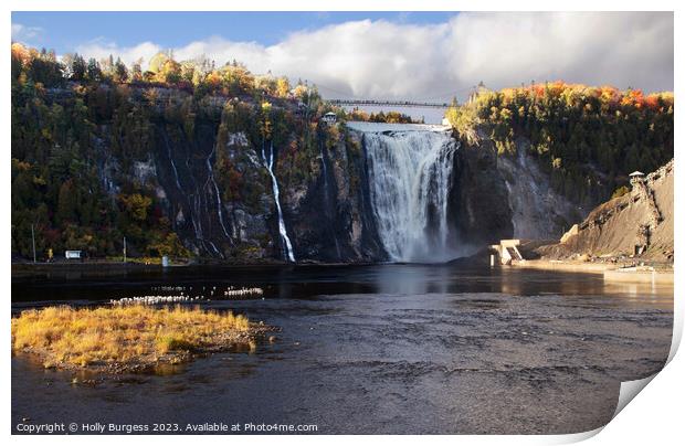 Autumn Splendour at Montmorency Falls Print by Holly Burgess