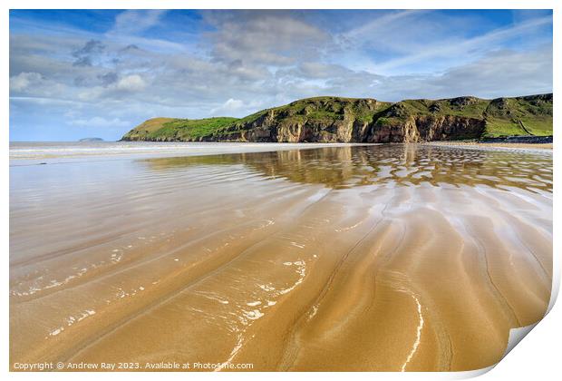 Sand patterns on Brean Beach Print by Andrew Ray