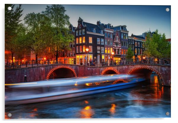 City of Amsterdam at Dusk Acrylic by Artur Bogacki