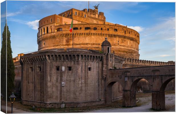 Castle of the Holy Angel at Sunset in Rome Canvas Print by Artur Bogacki