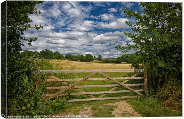 Over the Gate into the Suffolk Countryside Canvas Print by John Gilham