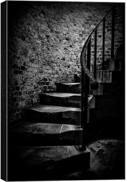 Stairs 1 Hurst Castle Canvas Print by Alan Humphries