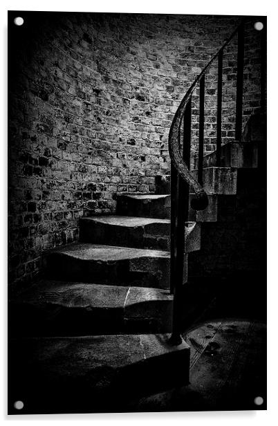 Stairs 1 Hurst Castle Acrylic by Alan Humphries