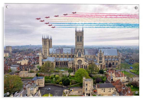 Red Arrows Over Lincoln Acrylic by J Biggadike