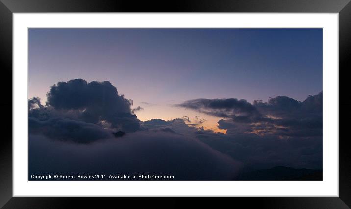 First Hint of Sunrise through Clouds at Poon Hill Framed Mounted Print by Serena Bowles
