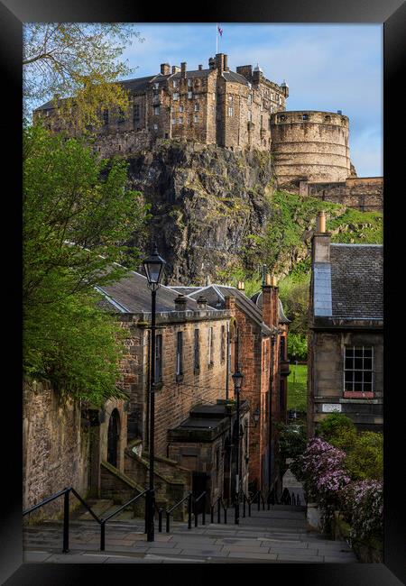 Edinburgh Castle From Vennel Steps Framed Print by Artur Bogacki