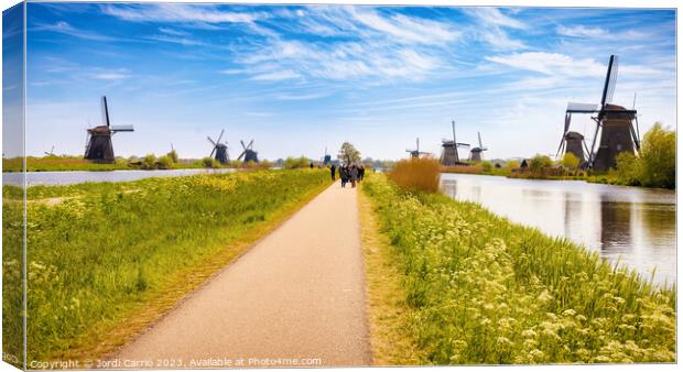 Windmills in Kinderdijk - CR2305-9273-ORT Canvas Print by Jordi Carrio