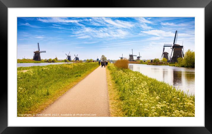 Windmills in Kinderdijk - CR2305-9273-ORT Framed Mounted Print by Jordi Carrio