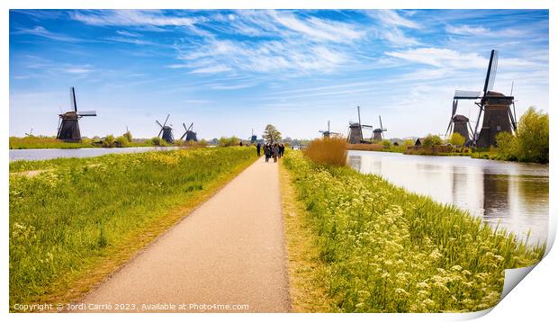 Windmills in Kinderdijk - CR2305-9273-ORT Print by Jordi Carrio