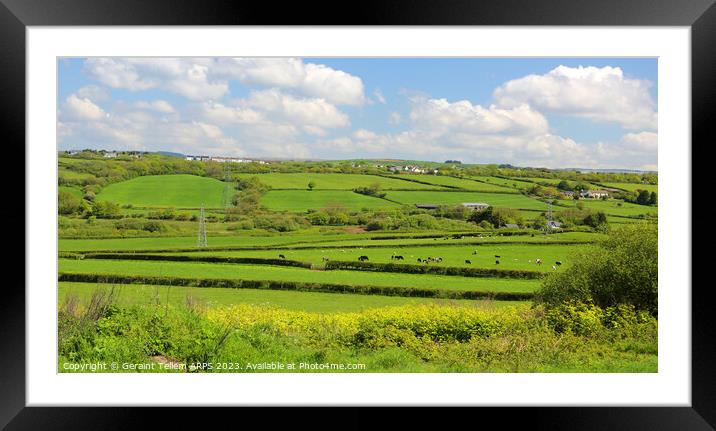 Looking towards Cefn Cribwr from Stormy Down, near Bridgend, South Wales Framed Mounted Print by Geraint Tellem ARPS