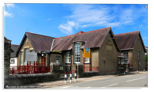 Cefn Cribwr Primary School, near Bridgend, South Wales, UK Acrylic by Geraint Tellem ARPS