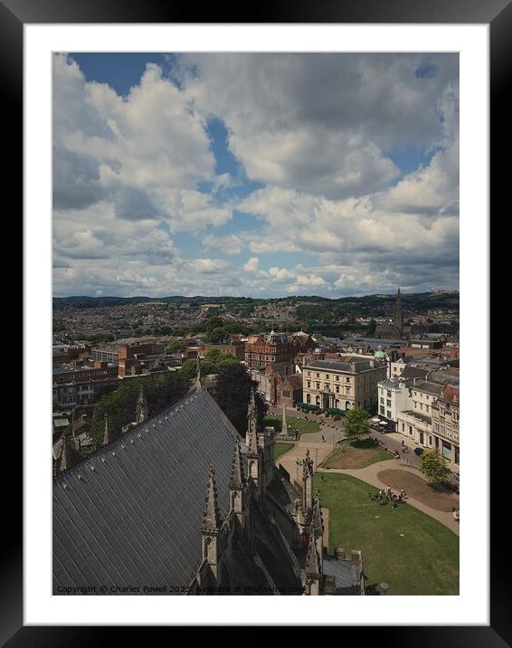 Exeter Cathedral rooftop Framed Mounted Print by Charles Powell