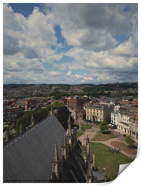 Exeter Cathedral rooftop Print by Charles Powell