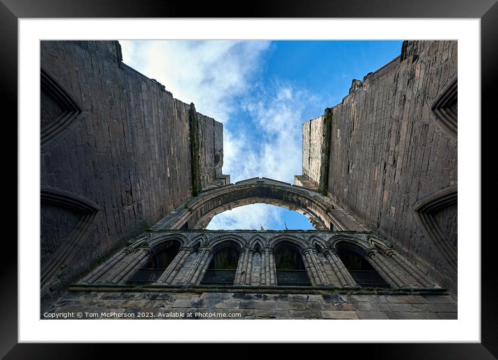 Looking Skyward at Elgin Cathedral Framed Mounted Print by Tom McPherson