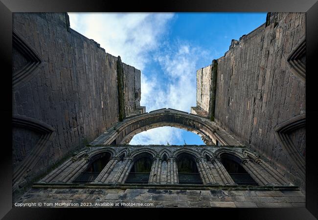 Looking Skyward at Elgin Cathedral Framed Print by Tom McPherson