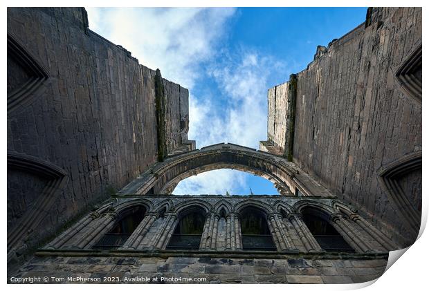 Looking Skyward at Elgin Cathedral Print by Tom McPherson