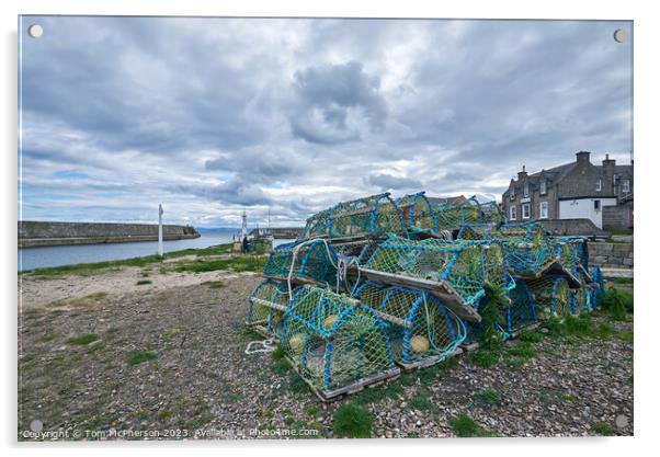 Legacy of Lossiemouth: Historic Harbour Creels Acrylic by Tom McPherson