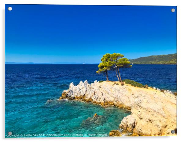 Amarandos Cove, Skopelos Island, Greece Acrylic by EMMA DANCE PHOTOGRAPHY