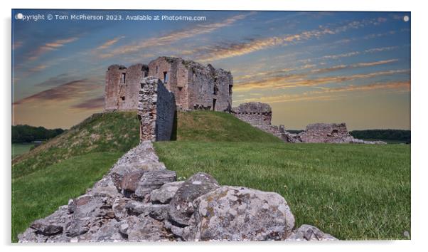 Duffus Castle Sunset Acrylic by Tom McPherson