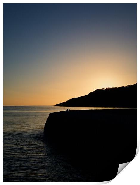 Lyme Regis sunset Print by Charles Powell