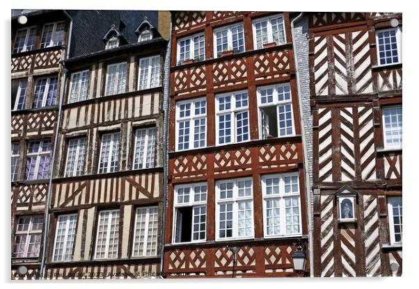 Rennes Medieval buildings Acrylic by Paul Boizot