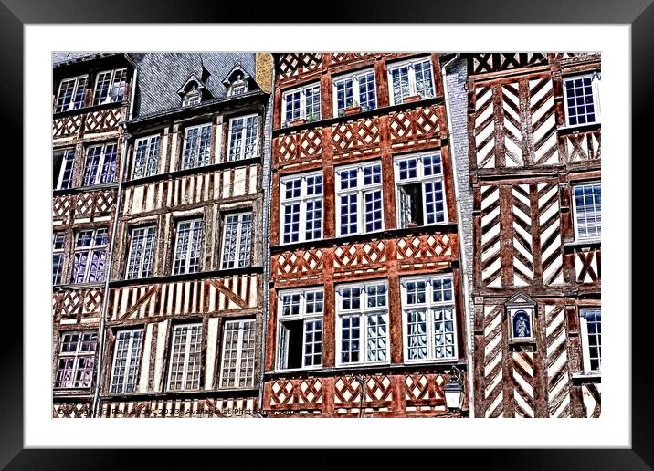 Rennes Medieval buildings, paint effect Framed Mounted Print by Paul Boizot