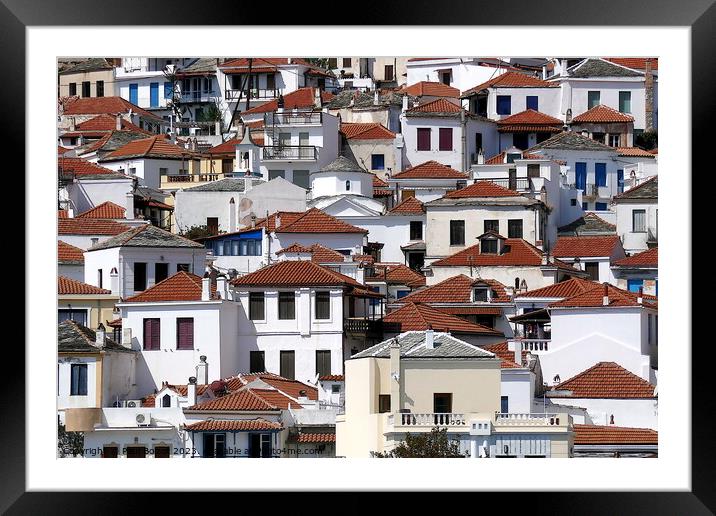 Houses and roofs, Skopelos 5 Framed Mounted Print by Paul Boizot