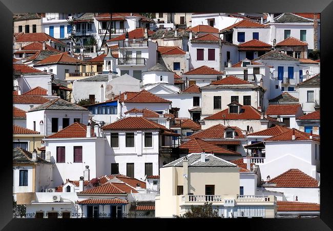 Houses and roofs, Skopelos 5 Framed Print by Paul Boizot
