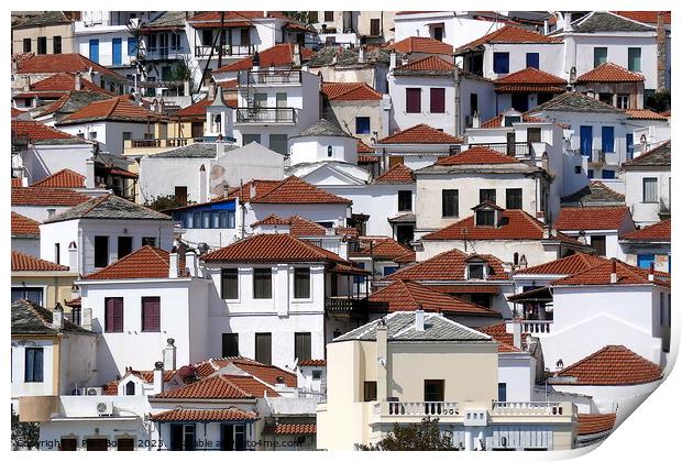 Houses and roofs, Skopelos 5 Print by Paul Boizot