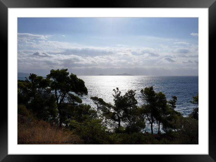 Sea view with pines, Alonissos Framed Mounted Print by Paul Boizot