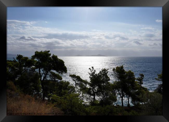 Sea view with pines, Alonissos Framed Print by Paul Boizot