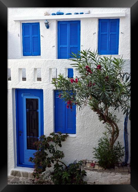 Blue and white house, Alonissos Framed Print by Paul Boizot