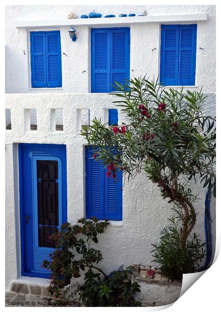 Blue and white house, Alonissos Print by Paul Boizot