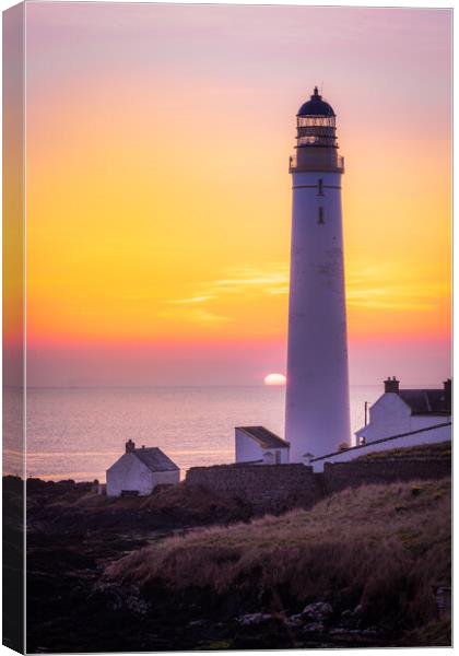 Golden Sunrise at Scurdie Ness Lighthouse  Canvas Print by DAVID FRANCIS