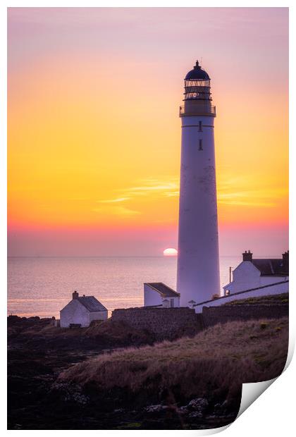 Golden Sunrise at Scurdie Ness Lighthouse  Print by DAVID FRANCIS
