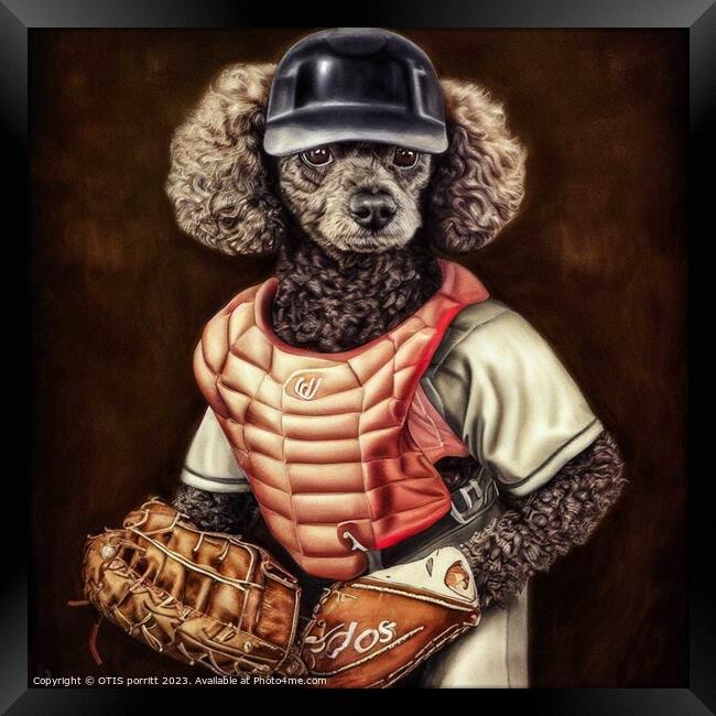 POODLE BASEBALL PLAYER 3 Framed Print by OTIS PORRITT